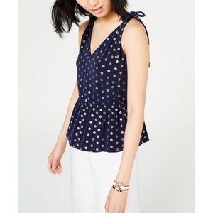 Michael Kors Petite Metallic Peplum Hem Top 2P